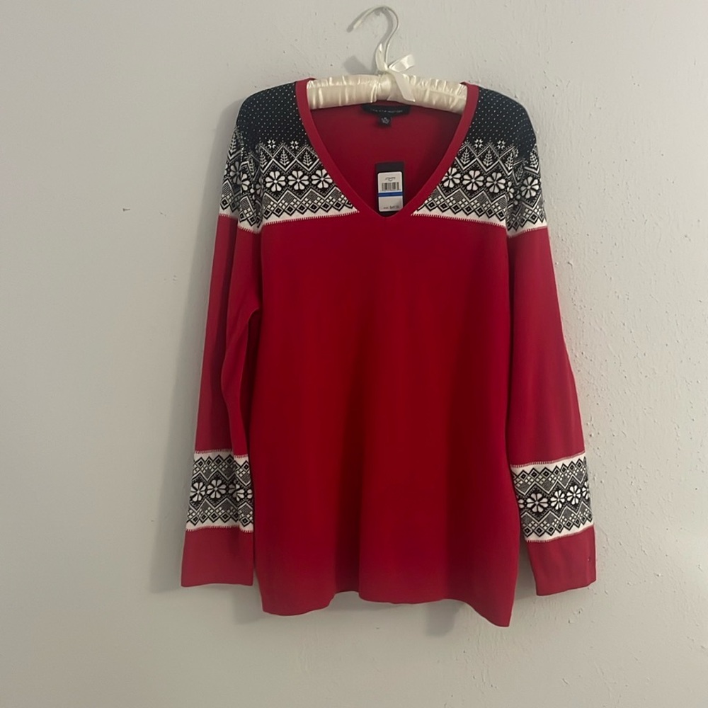 Tommy Hilfiger Red,White and Blue Christmas Sweater Size XL